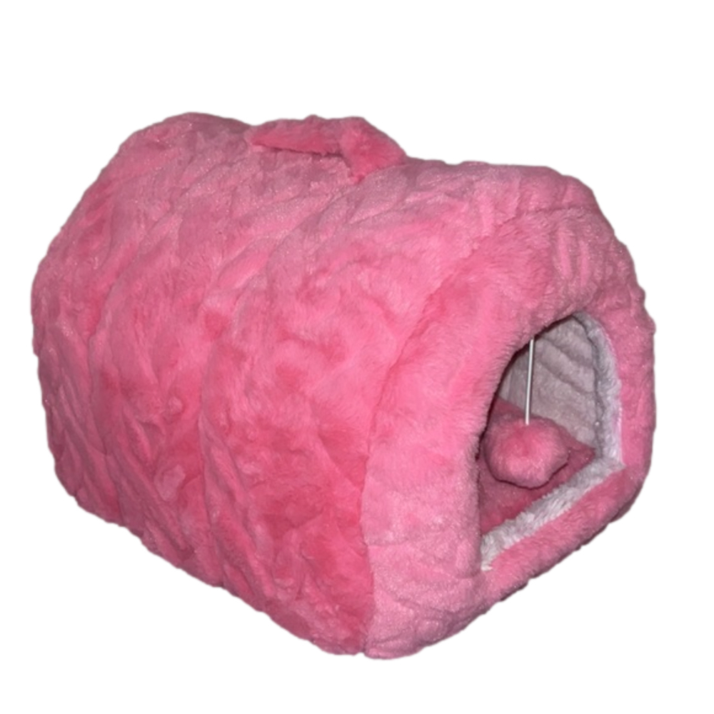 Whisker City Pink Fur Hideaway Cat Bed